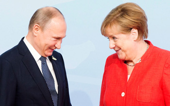 Angela Merkel with Vladimir Putin